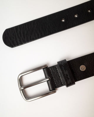 Mens Low River Leather Belt in Black