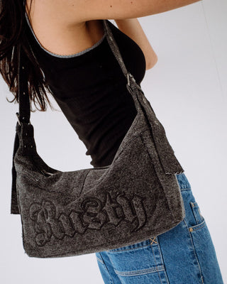 Womens Roxanne Denim Shoulder Bag in Washed Black