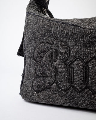 Womens Roxanne Denim Shoulder Bag in Washed Black