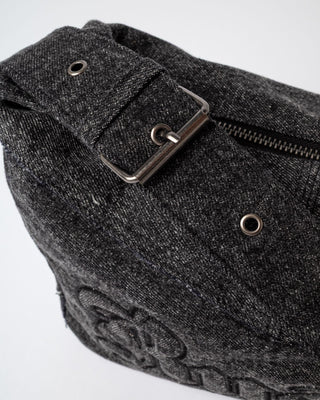 Womens Roxanne Denim Shoulder Bag in Washed Black