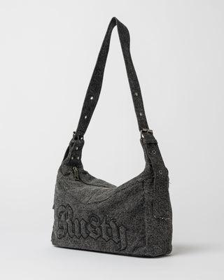 Womens Roxanne Denim Shoulder Bag in Washed Black