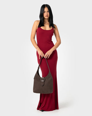 Womens Rodeo Suede Shoulder Bag in Pinecone