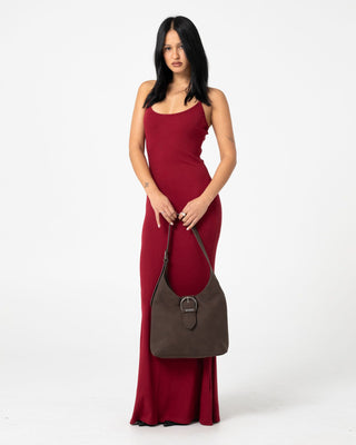 Womens Rodeo Suede Shoulder Bag in Pinecone