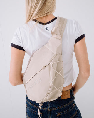 Womens Free Run Nylon Sling Backpack in Oatmeal