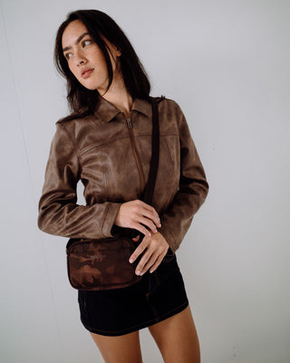 Womens Stellar Nylon Camo Side Bag in Java