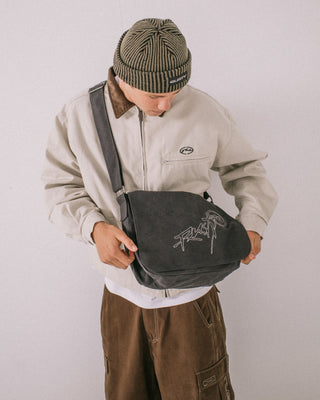 Mens Hoodus Messenger Bag in Washed Black