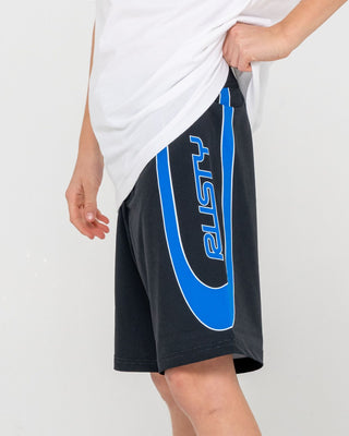 Boy wearing Charger Fixed Waist Boardshort Boys in Black