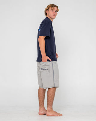 Man wearing Flip Daddy Boardshort in Stone Grey
