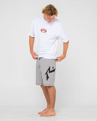 Man wearing Fixed Competition Revolution Boardshort in Stone Grey