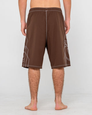 Man wearing Tombstones Hybrid Waist Boardshort in Pinecone