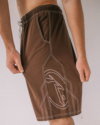 Man wearing Tombstones Hybrid Waist Boardshort in Pinecone
