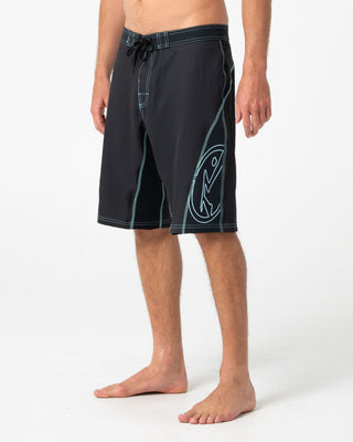 Man wearing Hydro-surge Fixed Waist Boardshort in Black