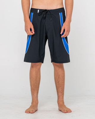 Man wearing Charger Fixed Waist Boardshort in Black 1