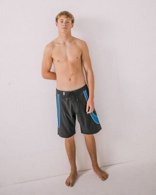 Man wearing Charger Fixed Waist Boardshort in Black 1