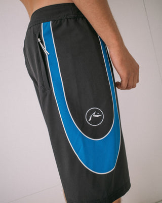 Man wearing Charger Fixed Waist Boardshort in Black 1