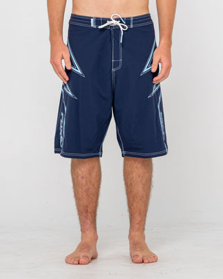 Man wearing Slasher Fixed Waist Boardshort in Navy Blue