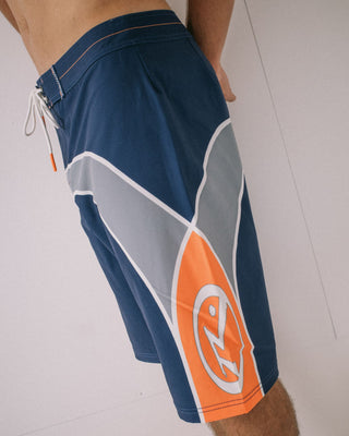 Man wearing Griffin Fixed Waist Boardshort in Dark Blue