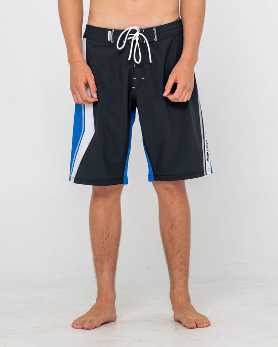 man-wearing-shifter-fixed-waist-boardshort-in-black