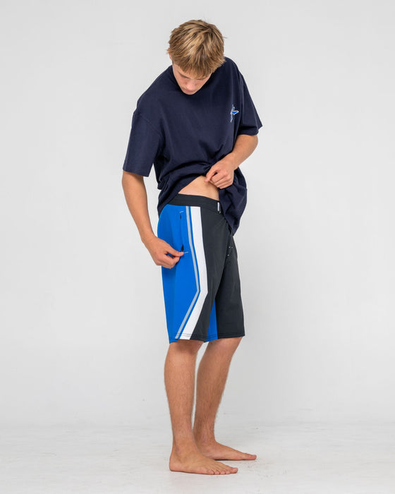 man-wearing-shifter-fixed-waist-boardshort-in-black