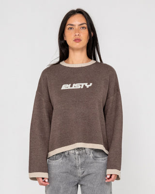 Woman wearing Rider Relaxed Crew Neck Knit in Pinecone