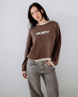 Woman wearing Rider Relaxed Crew Neck Knit in Pinecone