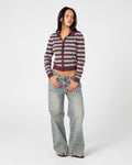 Extra Credit Stripe Button Up  Cardigan