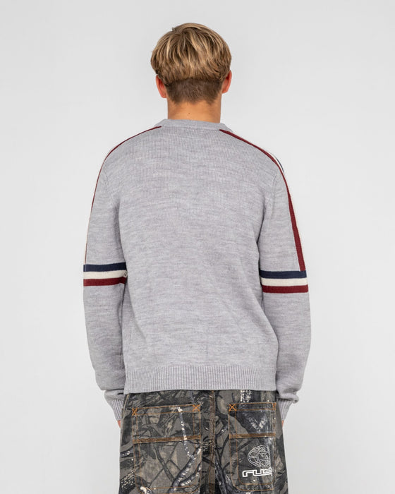 man-wearing-moritz-2-0-graffiti-r-crew-knit-sweater-in-grey-marle
