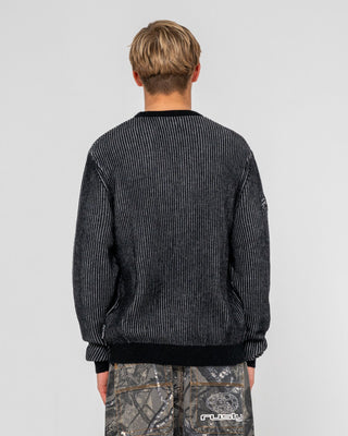Man wearing Cubes Cord Knit Sweater in Black