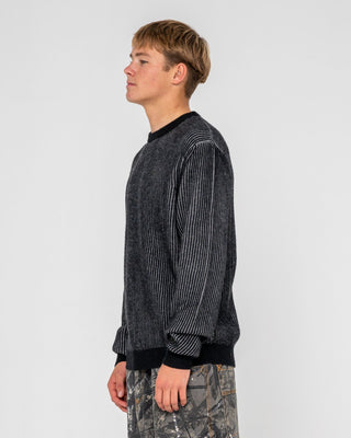 Man wearing Cubes Cord Knit Sweater in Black