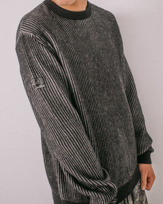 Man wearing Cubes Cord Knit Sweater in Black