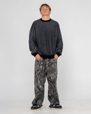 Man wearing Cubes Cord Knit Sweater in Black