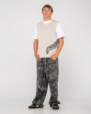 Man wearing Fat Cap Vest in Cream