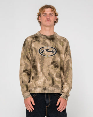 Man wearing Camo Ice Printed Crew in Camo
