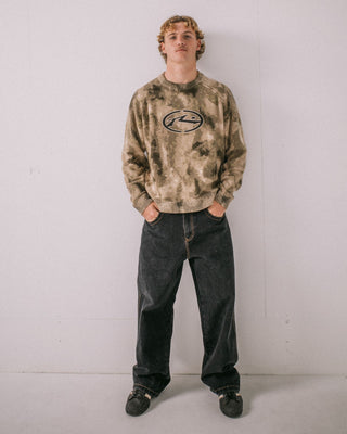 Man wearing Camo Ice Printed Crew in Camo