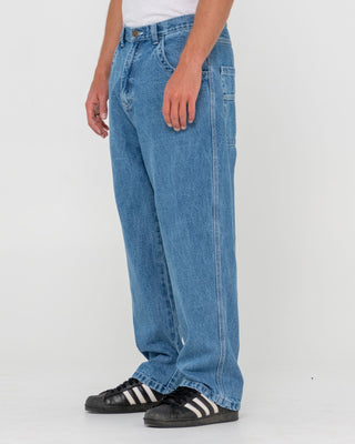 Man wearing Flip Daddy Tapeless Jean-middy Blue in Middy Blue