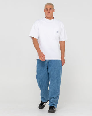 Man wearing Flip Daddy Tapeless Jean-middy Blue in Middy Blue
