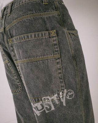 Man wearing Redemption Baggy Jean in Washed Black 2