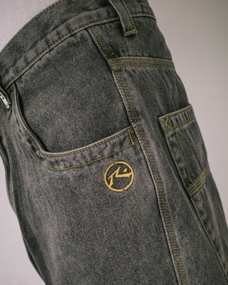 Man wearing Redemption Baggy Jean in Washed Black 2