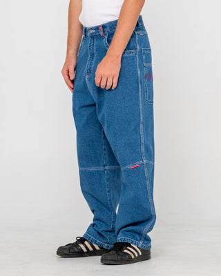 Man wearing Step-stone Baggy Jean in Middy Blue