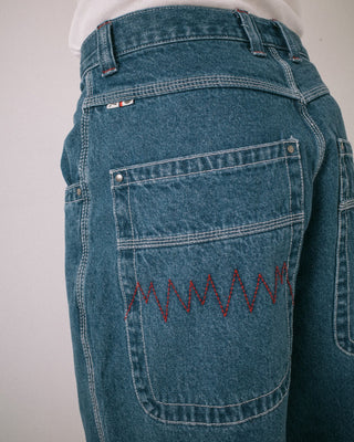 Man wearing Step-stone Baggy Jean in Middy Blue