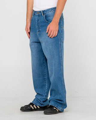 Man wearing Big Foot Baggy Jean in Blasted Middy Blue
