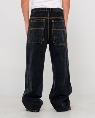 Man wearing Big Foot Baggy Jean in Black Out