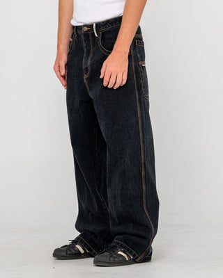 Man wearing Big Foot Baggy Jean in Black Out