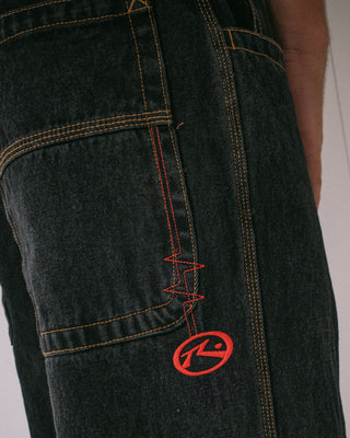 Man wearing Big Foot Baggy Jean in Black Out