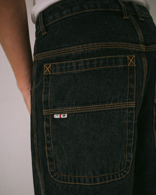 Man wearing Big Foot Baggy Jean in Black Out