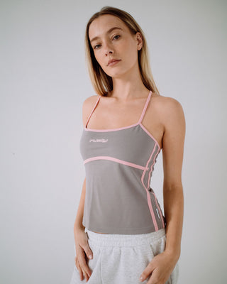 Woman wearing Freo King Fitted Top in Ultimate Grey