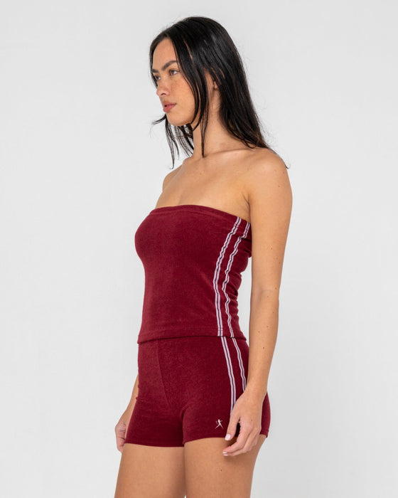 woman-wearing-lamar-towelling-skimmer-tube-top-in-burgundy