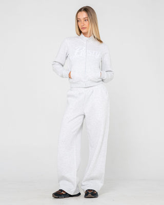 Woman wearing Trailer Trash Skimmer Zip Through Fleece in Ecru Marle