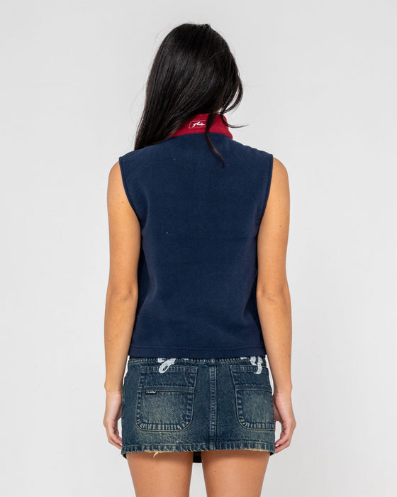 woman-wearing-mr-cool-polar-fleece-vest-in-red