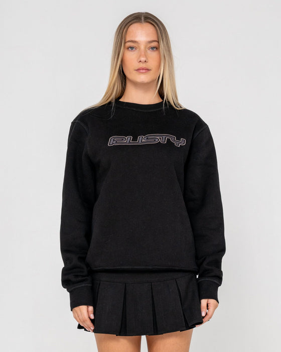 woman-wearing-r-essential-oversized-crew-fleece-in-black